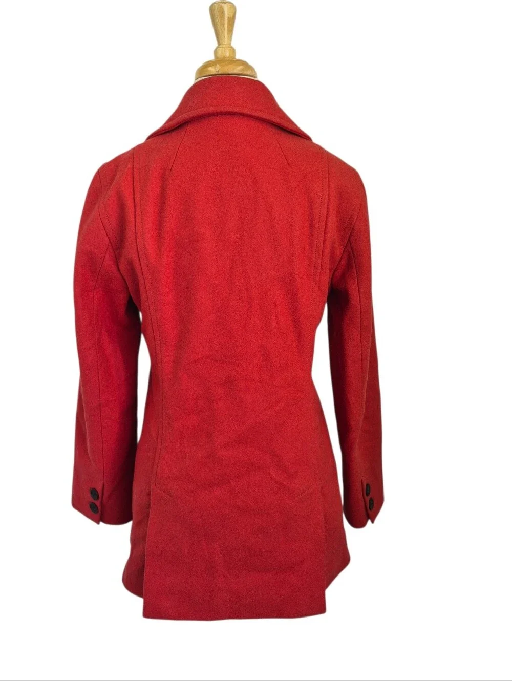 J. Crew Red Wool Blend Coat Size Small Quilted Lining Double Breasted Jacket - Picture 3 of 6